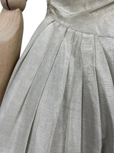 Load image into Gallery viewer, Original 1930's Ivory Grosgrain and Metallic Gold Thread Full Length Evening Dress with Ruching - Bust 32" *