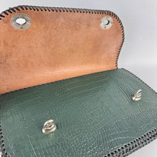 Load image into Gallery viewer, Original 1940’s Dark Green Mock Croc Leather Handbag