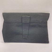 Load image into Gallery viewer, Original 1950's Black Crepe Clutch Bag with Clear Claw Set Paste Trim by RFC *
