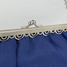 Load image into Gallery viewer, Charming Original 1950's Evening Bag by RFC in Blue with Etched Chrome Frame and Original Mirror