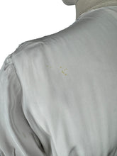 Load image into Gallery viewer, Original 1940's White Crepe Dressing Robe with Ice Blue Smocking Detail - Bust 34 36 *