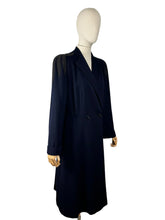 Load image into Gallery viewer, Original 1940's Navy Blue Medium Weight Wool Coat with Soutache Detail - Bust 38 40