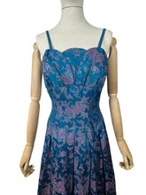 Load image into Gallery viewer, Stunning Original 1950's Sidney Smith Evening Dress in Blue, Pink and Green - Bust 36 *
