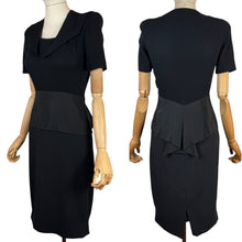 Load image into Gallery viewer, Original 1940's Bernice Holloway Black Crepe and Grosgrain Day Dress - Bust 34