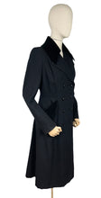 Load image into Gallery viewer, Original 1940's Zissman Model Black Wool Double Breasted Princess Coat with Velvet Collar and Pocket Detail - AS IS - Bust 38