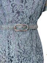Load image into Gallery viewer, Original 1950's Lavender Blue Lace Dress, Bolero and Jacket Set by Mynette - Bust 38