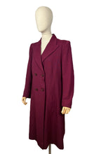 Load image into Gallery viewer, Original 1940's Burgundy Lightweight Wool Double Breasted Coat - Bust 40