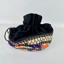 Load image into Gallery viewer, Antique Early 20th Century Black Embroidered Drawstring Bag - 1910 1920