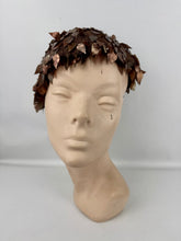 Load image into Gallery viewer, Original 1920's 1930's Brown Crochet Beret Covered with Metallic Leaf Sequins