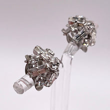 Load image into Gallery viewer, Original 1950's Circular and Baguette Cut Clear Paste Clip-on Earrings