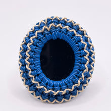 Load image into Gallery viewer, Original 1940's Blue, Black and White Wartime Make Do and Mend Wire Brooch with Glass Middle *