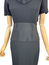 Load image into Gallery viewer, Original 1940's Bernice Holloway Black Crepe and Grosgrain Day Dress - Bust 34