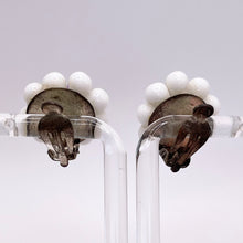 Load image into Gallery viewer, Original 1950's White and Purple Glass Flower Clip on Earrings