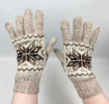 Load image into Gallery viewer, Vintage Pure Wool Fair Isle Gloves in Brown, Cream and Yellow