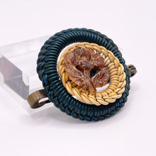 Load image into Gallery viewer, Original 1940's Green, Cream and Brown Wartime Make Do and Mend Wire Brooch with Flower Middle *