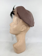 Load image into Gallery viewer, Original 1950's Brown Felt Hat with Pink and Green Feather Trim