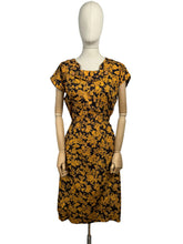 Load image into Gallery viewer, Original 1950’s Orange and Black Floral Cotton Wiggle Dress *
