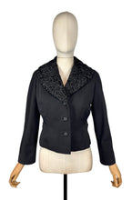 Load image into Gallery viewer, Original 1950’s Black Wool Jacket with Astrakhan Trim - Bust 34 35