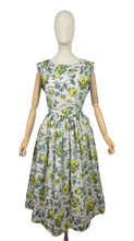 Load image into Gallery viewer, Original 1950's St Michael Classic Nylon Day Dress with Grey and Yellow Roses Print - Bust 40 *