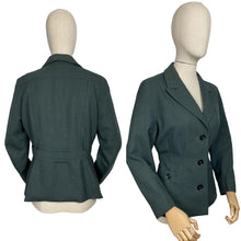 Load image into Gallery viewer, Original 1950's Women's Royal Voluntary Service Green Wool Jacket with Cherry Red Lining - Bust 38 *