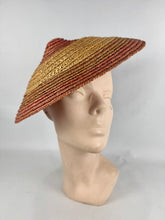 Load image into Gallery viewer, Original 1950s Tri Coloured Conical Straw Hat - Perfect Summer Hat