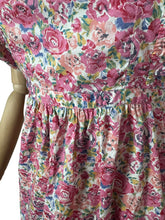 Load image into Gallery viewer, Vintage Liberty Tana Lawn Cotton Apron with Roses Print in Pink, Apricot and Blue