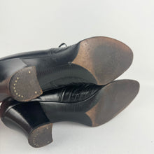 Load image into Gallery viewer, Original 1930's Black Leather Lace Up Shoes with Punch Detail - Narrow UK Size 3