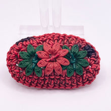 Load image into Gallery viewer, Original 1940's Red and Green Wartime Make Do and Mend Wirework Brooch with Triple Flower Button Middle