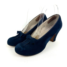 Load image into Gallery viewer, Original 1940's Blue Suede Shoes - Clarks Skyline with Bow Front - Uk 6 or 6.5