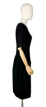 Load image into Gallery viewer, Original 1950’s Black Beaded Wool Wiggle Dress with Bow Trim from Budapest - Bust 40 42 *