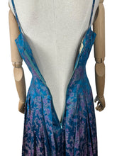 Load image into Gallery viewer, Stunning Original 1950's Sidney Smith Evening Dress in Blue, Pink and Green - Bust 36 *