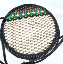 Load image into Gallery viewer, Original 1950's Small Wicker Handbag in White, Black, Green and Red