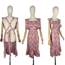 Load image into Gallery viewer, Vintage Liberty Tana Lawn Cotton Apron with Roses Print in Pink, Apricot and Blue