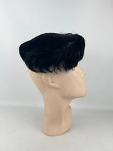 Load image into Gallery viewer, Original 1950's Inky Black Cocktail Hat in Velvet and Feather *