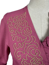 Load image into Gallery viewer, Original 1940's Dusky Pink Crepe Dress with Ruffles, Soutache and Beading - Bust 34 35 *