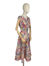 Load image into Gallery viewer, Original 1950's Nylon Dress with Full Circle Skirt in Grey, Red, Yellow and White - Bust 38 40 *