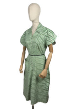 Load image into Gallery viewer, Original 1930's 1940's Black, Green and White Volup Cotton Zip Front Playsuit - Bust 40 42