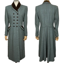 Load image into Gallery viewer, Original 1940's CC41 Brown and Blue Herringbone Wool Double Breasted Coat - Bust 36