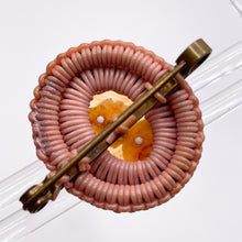 Load image into Gallery viewer, Original 1940's Dusky Pink Wartime Make Do and Mend Wire Brooch with Cameo Button Middle