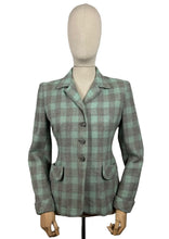 Load image into Gallery viewer, Original 1940's CC41 Blue, Grey and White Wool Check Single Breasted Jacket - Bust 34 35