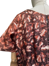 Load image into Gallery viewer, Original Rodney Model 1950's Wounded but Wearable Volup Aritificial Silk Day Dress in Brown and Cream - Bust 42 44