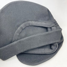 Load image into Gallery viewer, Original 1940's Black Felt Hat with Pleated Crown and Triple Pom-pom Trim *