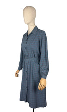 Load image into Gallery viewer, Original 1940’s 1950's Blue, Red, Pink and Green Plaid Cotton Long Sleeved Belted Chore Dress with Pockets - Bust 38