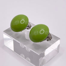 Load image into Gallery viewer, Original 1950's Lime Green Glass Clip on Earrings