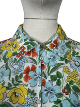 Load image into Gallery viewer, Original 1940's Bright Floral Cotton Hostess Dress in Red, Blue, Pink, Green and White - Housecoat - Bust 38 40 *