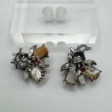 Load image into Gallery viewer, Original 1950's Mid Century Enamel Flowers Earrings with Red Paste