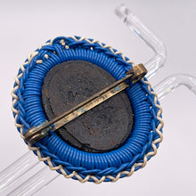 Load image into Gallery viewer, Original 1940's Blue, Black and White Wartime Make Do and Mend Wire Brooch with Glass Middle *