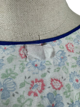 Load image into Gallery viewer, Original 1940's Floral Wraparound Apron in White, Red, Blue and Green - Pretty Pinny - Bust 32 34 36