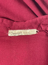 Load image into Gallery viewer, Original 1950's Burgundy Wool Belted Wiggle Dress with Pockets by 'A Trustyle Model' - Bust 36 38 *