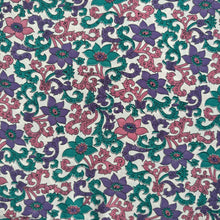 Load image into Gallery viewer, Original 1940's White, Green, Pink and Purple Crepe Dressmaking Fabric - 35" x 120"